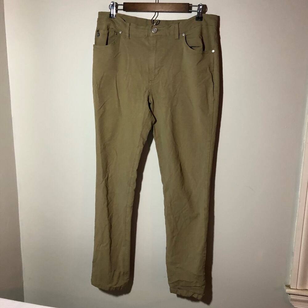 Free Fly mens 34x32 khaki green pants lightweight casual athleisure stretchy - Picture 2 of 11